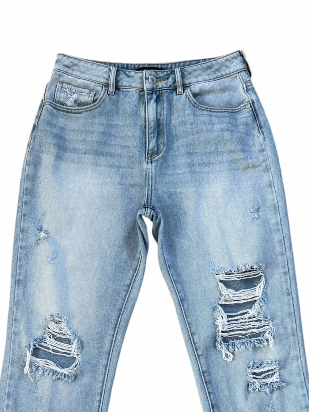 Kendall & Kylie Distressed High Rise Frayed Hem Straight Leg Crop Jeans Size 27